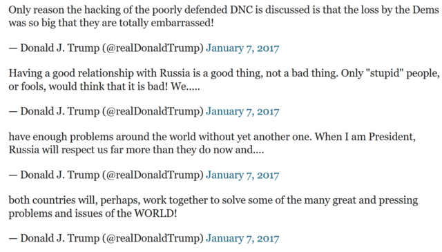 一小时怒发五条微博，特朗普否认俄罗斯黑客干扰美国大选