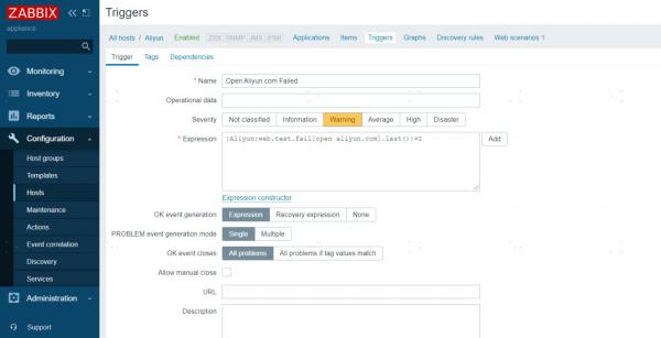 通过Zabbix Appliance实现一个最简单的网站可用性监控