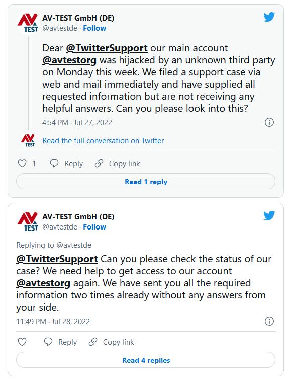 AV-TEST遭遇尴尬：官方Twitter账号被黑一周后仍未找回