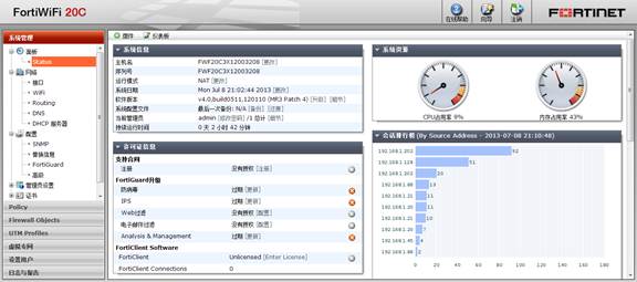 游侠测评：FortiWiFi-20C(03-界面概览)