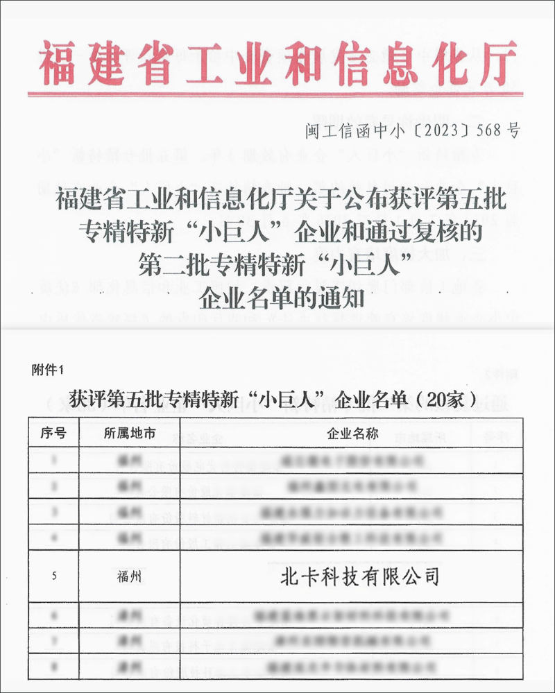 国家级认可！北卡科技荣获国家级专精特新“小巨人”企业称号