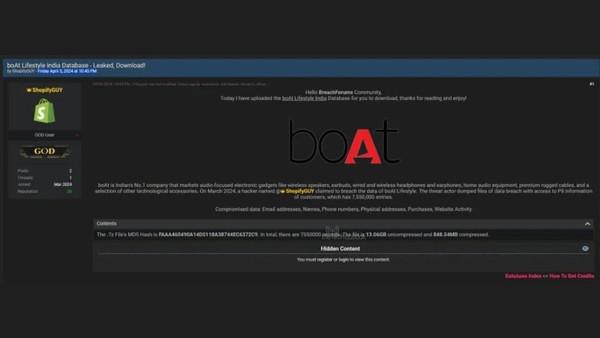 印度消费电子厂商 boAt 遇重大数据泄露 超 750 万人波及